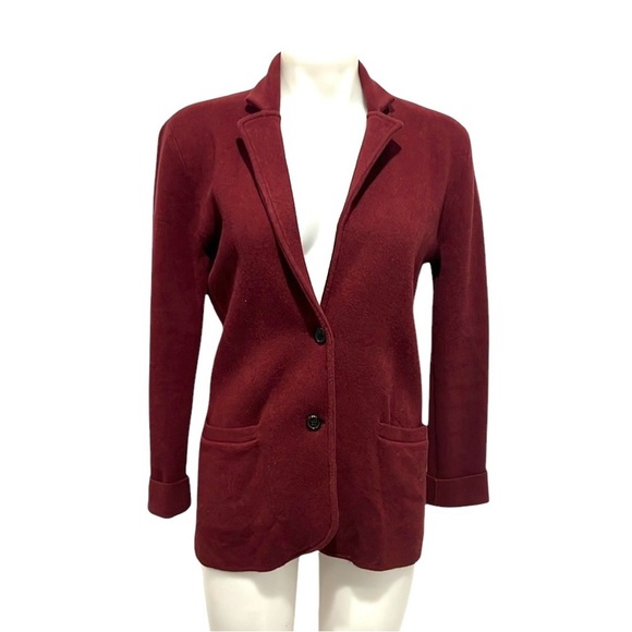 J.Crew Factory maroon one button cotton sweater blazer size Small - Picture 1 of 7